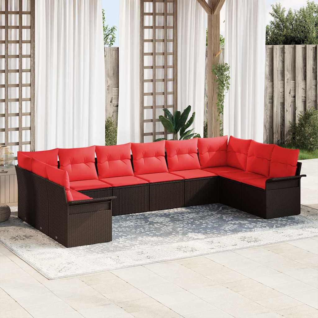 Gartensofa-set mit Speicher 10 pcs Beige Poly-Rattan