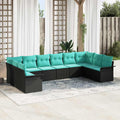 Gartensofa-set mit Speicher 10 pcs Schwarz Poly-Rattan