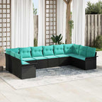 Gartensofa-set mit Speicher 10 pcs Schwarz Poly-Rattan