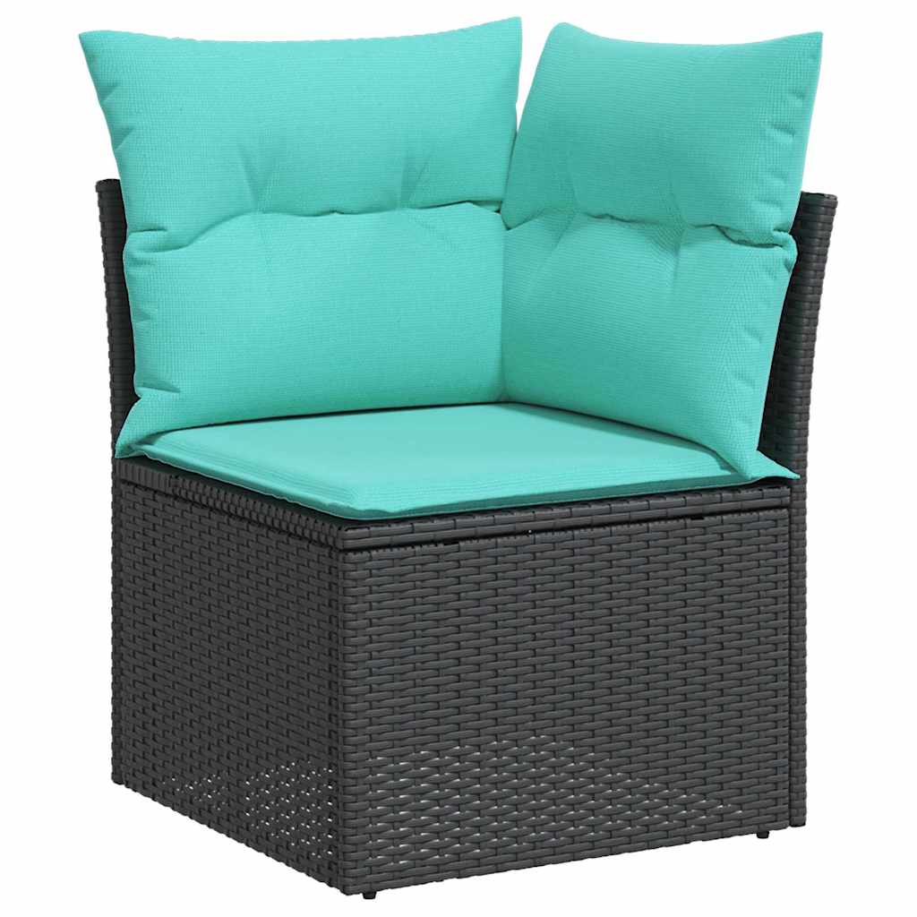 Gartensofa-set mit Speicher 10 pcs Schwarz Poly-Rattan