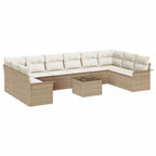 Gartensofa-set mit Speicher 11 pcs Braun Poly-Rattan