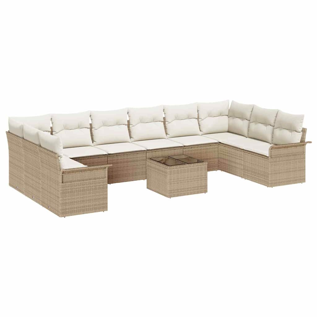 Gartensofa-set mit Speicher 11 pcs Braun Poly-Rattan