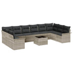 Garten-Sofa-Set mit Kissen mit Speicher 11 pcs Grau Poly Rattan