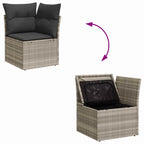 Garten-Sofa-Set mit Kissen mit Speicher 11 pcs Grau Poly Rattan