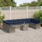 Gartensofa-set mit Speicher 11 pcs Grau Poly-Rattan