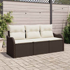 Garten-Sofa-Set mit Speicher 3 pcs Braun Poly Rattan
