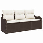 Garten-Sofa-Set mit Speicher 3 pcs Braun Poly Rattan