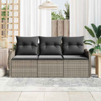Garten-Sofa-Set mit Speicher 3 pcs Grau Poly Rattan