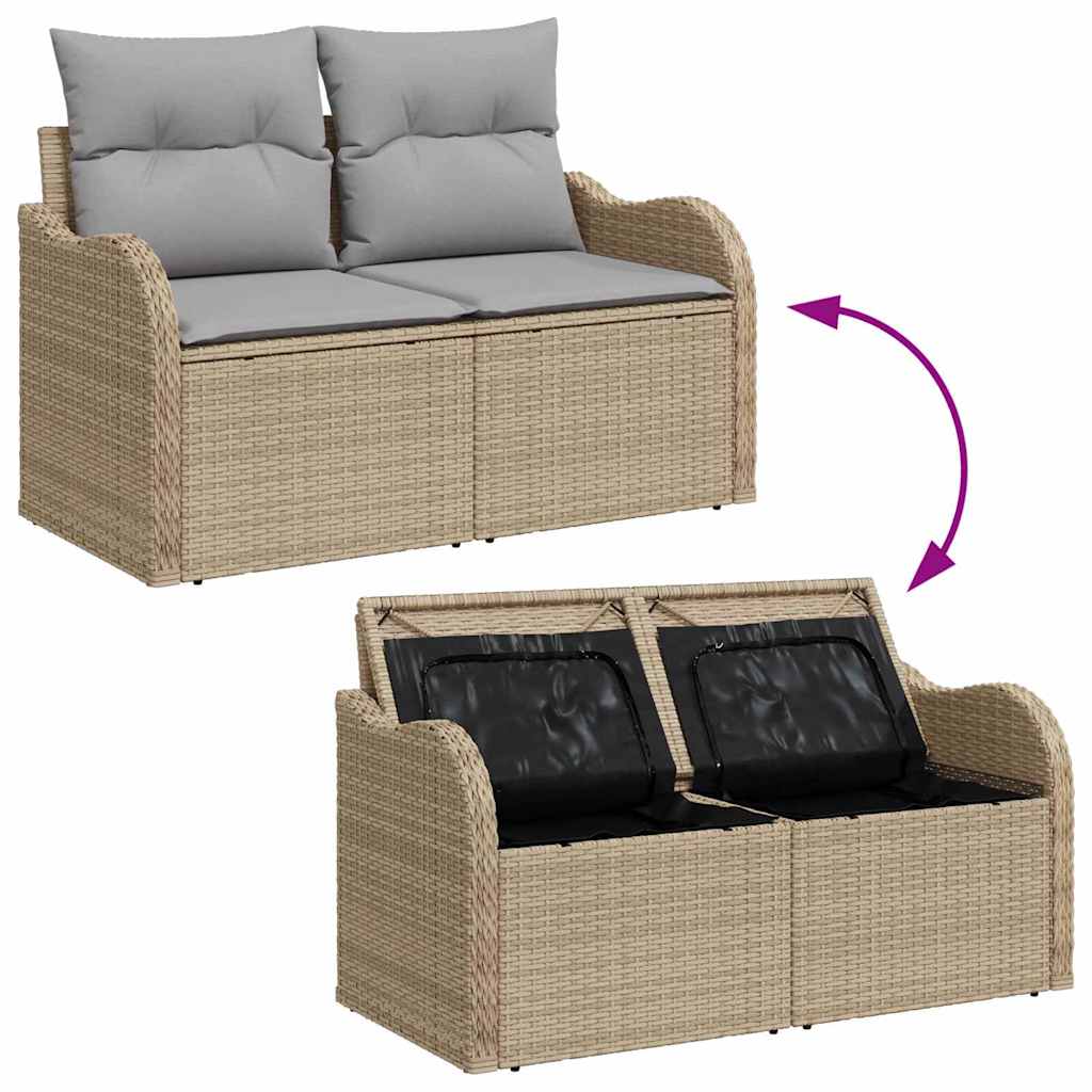 Garten-Sofa-Set mit Kissen mit Speicher 5 pcs Beige und Grau