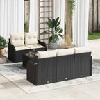 Garten-Sofa-Set mit Kissen mit Speicher 6 pcs Schwarz und Creme