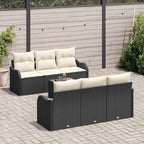 Gartensofa-set mit Kissen mit Speicher 7 pcs Schwarz und Creme