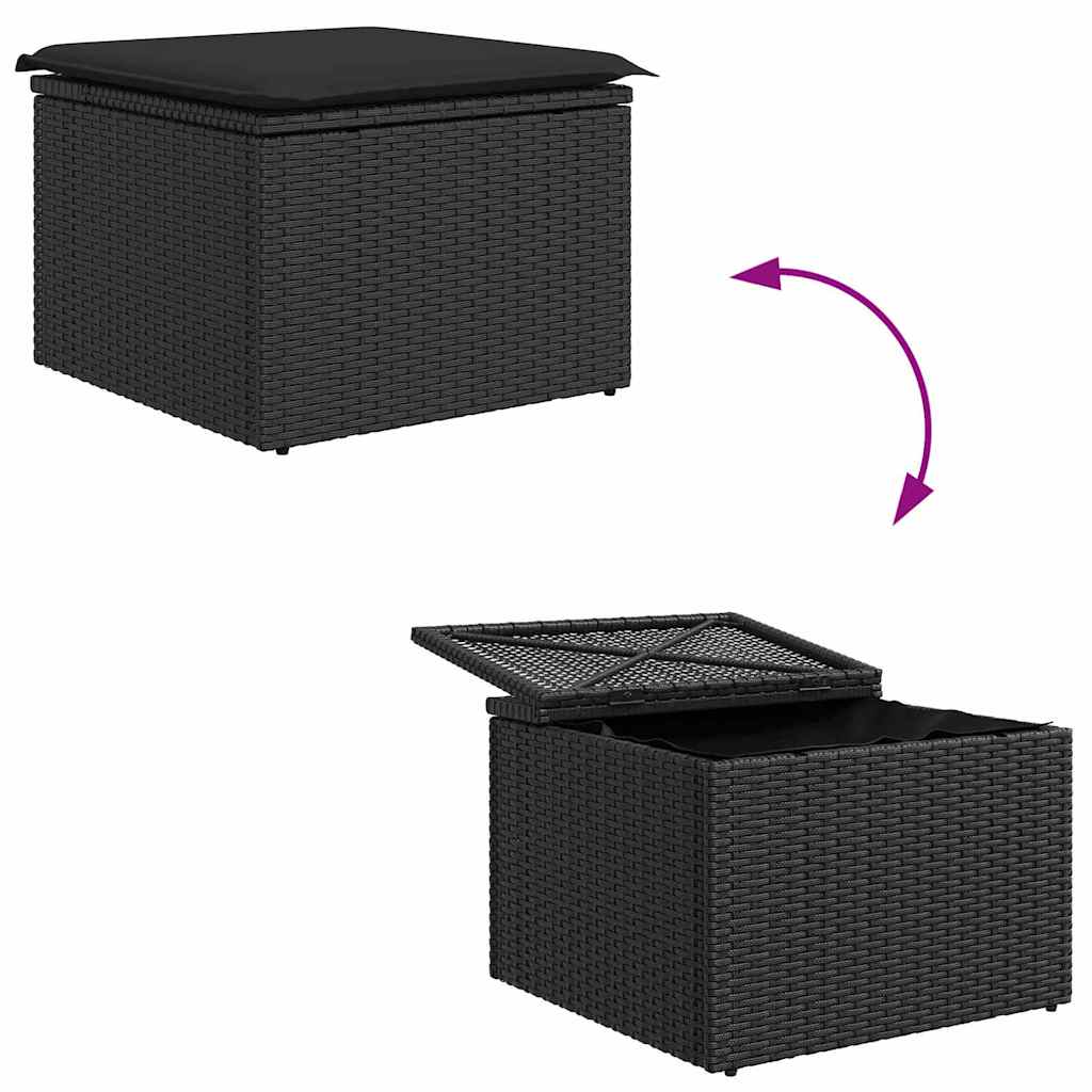Garten-Sofa-Set mit Kissen 6 pcs Schwarz Poly Rattan