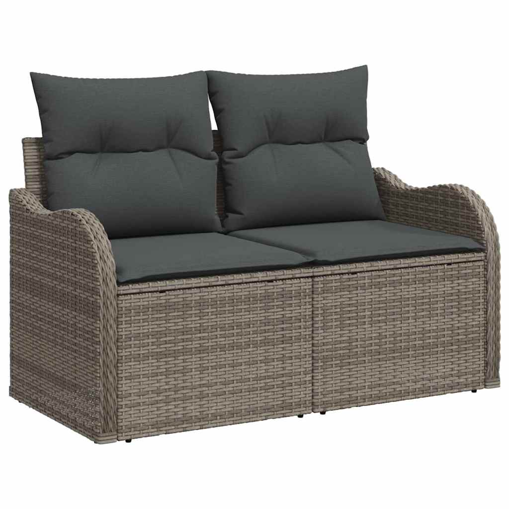 Garten-Sofa-Set mit Kissen 8 pcs Grau Poly Rattan