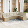 Garten-Sofa-Set mit Kissen 8 pcs Beige und Weiß Poly Rattan