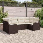 Garten-Sofa-Set mit Speicher 6 pcs Braun und Weiß Poly Rattan