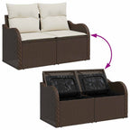 Garten-Sofa-Set mit Speicher 6 pcs Braun und Weiß Poly Rattan
