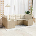 Garten-Sofa-Set mit Speicher 6 pcs Beige und Weiß Poly Rattan
