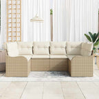 Garten-Sofa-Set mit Speicher 6 pcs Beige und Weiß Poly Rattan