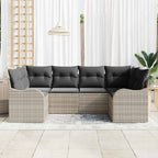Garten-Sofa-Set mit Speicher 6 pcs Hellgrau Poly Rattan