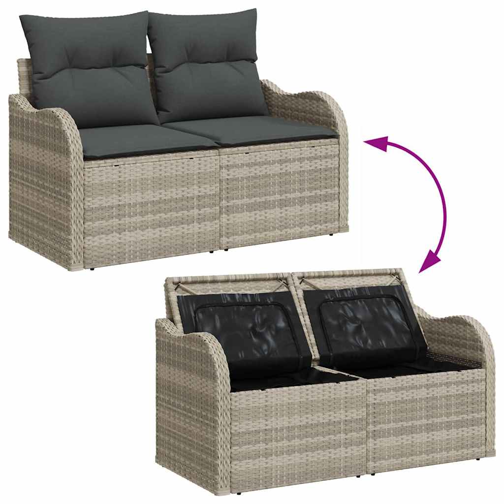 Garten-Sofa-Set mit Speicher 6 pcs Hellgrau Poly Rattan