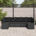 Garten-Sofa-Set mit Speicher 7 pcs Schwarz Poly Rattan