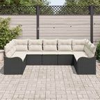 Gartensofa-set mit Speicher 9 pcs Schwarz und Weiß Poly-Rattan