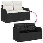 Garten-Sofa-Set mit Kissen 10 pcs Schwarz und Weiß Poly Rattan