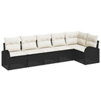 Gartensofa-set mit Kissen 6 pcs Schwarz und Weiß Poly-Rattan
