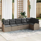 Gartensofa-set mit Kissen mit Speicher 6 pcs Grau Poly-Rattan