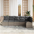 Gartensofa-set mit Kissen mit Speicher 6 pcs Grau Poly-Rattan