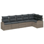 Gartensofa-set mit Kissen mit Speicher 6 pcs Grau Poly-Rattan