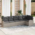 Gartensofa-set mit Kissen 6 pcs Hellgrau Poly-Rattan