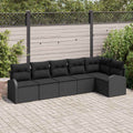 Gartensofa-set mit Kissen 6 pcs Schwarz Poly-Rattan
