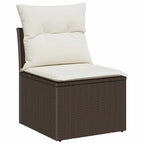 Gartensofa-set mit Kissen 7 pcs Braun und Weiß Poly-Rattan