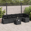 Gartensofa-set mit Kissen 7 pcs Schwarz Poly-Rattan