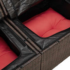 Gartensofa-set mit Kissen 7 pcs Braun und Rot Poly-Rattan