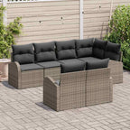 Gartensofa-set mit Kissen mit Speicher 7 pcs Grau Poly-Rattan