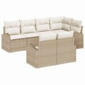 Gartensofa-set mit Kissen 7 pcs Beige und Weiß Poly-Rattan
