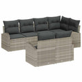 Gartensofa-set mit Kissen 7 pcs Hellgrau Poly-Rattan