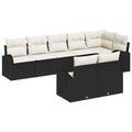 Gartensofa-set mit Kissen 8 pcs Schwarz und Weiß Poly-Rattan