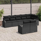 Gartensofa-set mit Kissen 8 pcs Schwarz Poly-Rattan