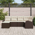 Sofa Set mit Kissen 6 pcs Braun und Weiß Poly-Rattan