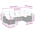 Sofa Set mit Kissen 6 pcs Braun und Weiß Poly-Rattan