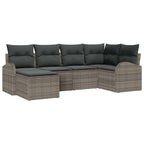 Sofa Set mit Kissen mit Speicher 6 pcs Grau Poly-Rattan