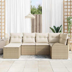 Sofa Set mit Kissen 6 pcs Beige und Weiß Poly-Rattan