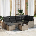 Sofa Set mit Kissen mit Speicher 7 pcs Grau Poly-Rattan
