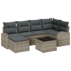 Sofa Set mit Kissen mit Speicher 7 pcs Grau Poly-Rattan