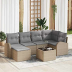 Sofa Set mit Kissen 7 pcs Beige und hellgrau Poly-Rattan