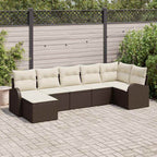 Sofa Set mit Kissen mit Speicher 7 pcs Braun Poly-Rattan