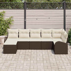 Sofa Set mit Kissen mit Speicher 7 pcs Braun Poly-Rattan